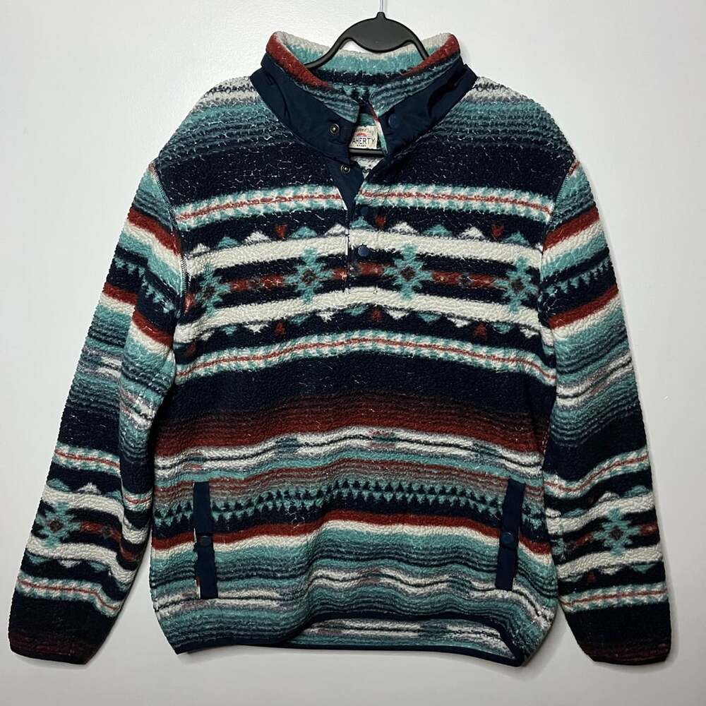 Faherty Brand ThunderVoice Eagle Sherpa Popover Jacket Aztec Print